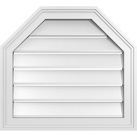Ekena Millwork Octagonal Top Surface Mount PVC Gable Vent w/ 2"W x 1-1/2"P Brickmould Frame, 22"W x 20"H GVPOT22X2002SF